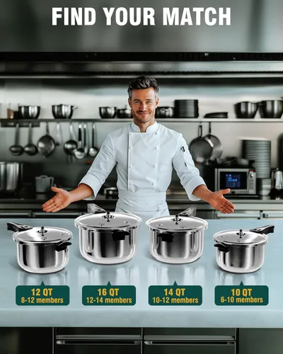 Miniatura 7 de WantJoin Olla a presión de acero inoxidable (sin aluminio), olla a presión compatible con inducción de 11 cuartos con dispositivos de seguridad