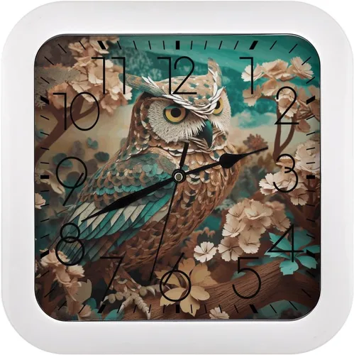 Miniatura 14 de 10" Square Modern Wall Clock,A Cat in Outer Space Print Kitchen Clocks Wall Battery Operated,Silent Non Ticking Unique Funny Cute Wall Clock for