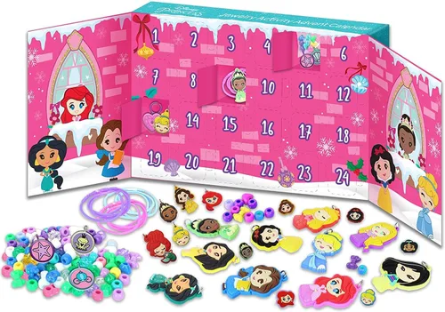 Tara Toys: Calendario de Adviento de Collar de Actividades de Joyería DIY de Princesas Disney, Divertido y Fácil de Hacer, para Tu Pequeña Princesa,
