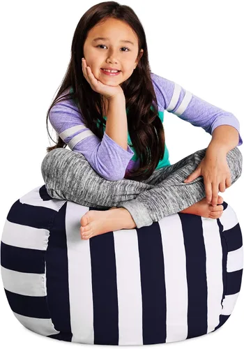 Miniatura 15 de Posh Stuffable - Sillón puff con almacenamiento para niños, contenedor de animales de peluche, organizador de juguetes de niños Lona rayas verde