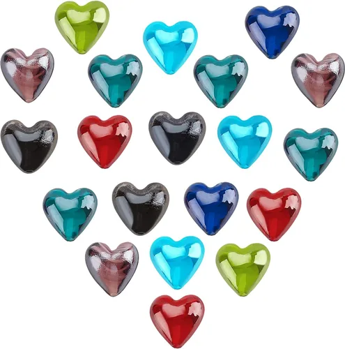 arricraft 20 cuentas de corazón para el día de San Valentín, de 0.78 pulgadas, hechas a mano, para hacer joyas, colores mixtos