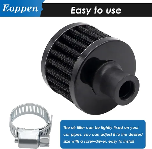 Miniatura 4 de 2pcs 0.472 in Filtro de aire Mini Universal Vent Crankcase Entrada de aire frío Filtro de respiración para coche y motocicleta (negro)