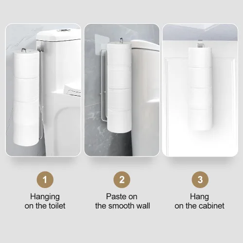 Miniatura 4 de 2 soportes para papel higiénico sobre el tanque para papel higiénico de 4 rollos, soporte de almacenamiento de papel higiénico para baño, soporte