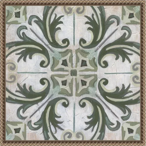 Amanti Art Lienzo enmarcado para pared, 16 x 16 pulgadas, diseño de mosaico verdigris vintage I de June Erica Vess, arte de lienzo enmarcado para