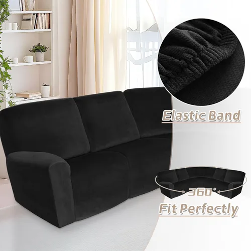 Miniatura 171 de Arfntevss Fundas de sofá seccional reclinable de terciopelo, Funda de sofá seccional de esquina para sofá reclinable, Funda elástica suave