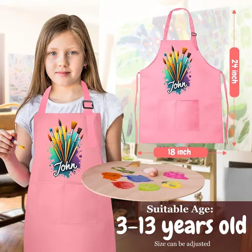 Miniatura 5 de Delantal para niños con nombre personalizado, ideal para pintar y manualidades, regalo de Navidad unisex para niños y niñas, relleno perfecto