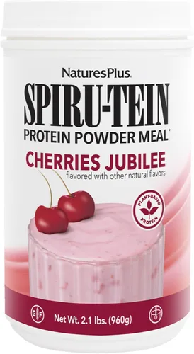 NaturesPlus SPIRU-TEIN, Cherries Jubilee - 2.1 libras - Proteína en polvo a base de plantas - Vegetariana, sin gluten - 30 porciones