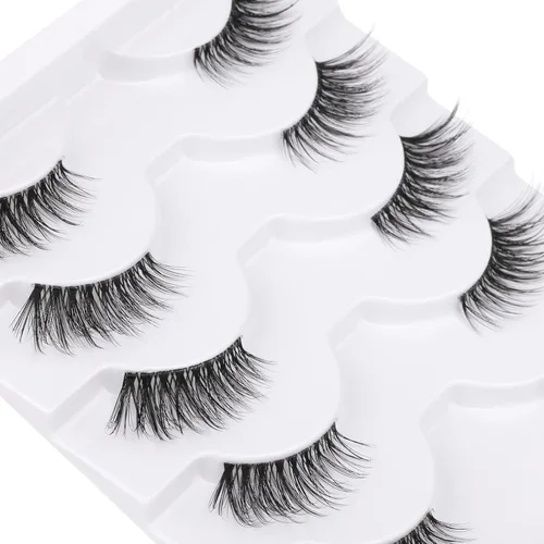 Miniatura 9 de Pestañas postizas de zanlufly, de aspecto natural, de media longitud, de visón, pestañas postizas de ojo de gato, banda invisible ligera