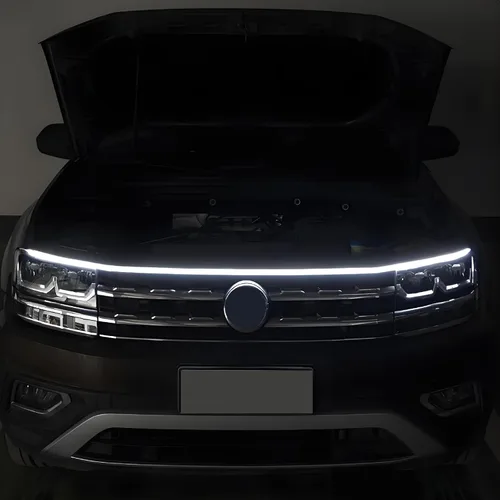 Miniatura 5 de 1 pieza de tira de luz LED flexible impermeable para capó de coche tipo guía de luz de separación central Tira de luz LED de escaneo para coche