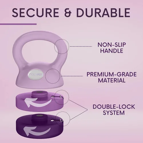 Miniatura 4 de Polyfit Adjustable Kettlebell 5 lb - 12 lb Kettlebells Weights Set for Home Gym Kettle Bell Sets for Women at Home Púrpura