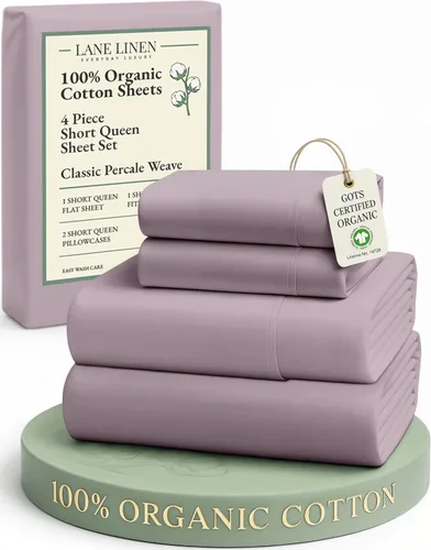 Miniatura 41 de LANE LINEN Sábanas 100% algodón orgánico para cama tamaño King, sábanas de percal suave, transpirables, de lujo, estilo hotelero, lavables a 09