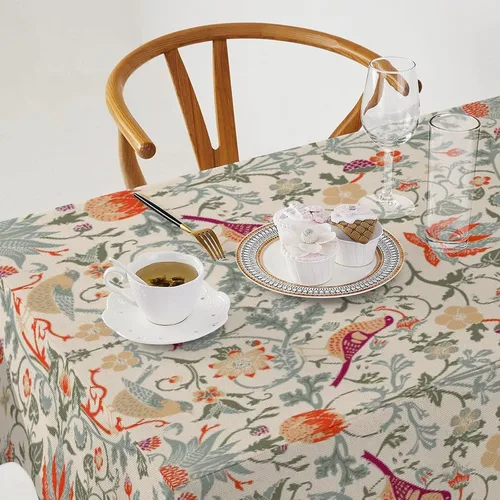 Miniatura 133 de Mantel Floral Retro de Pájaros, Diseño Original Bohemio William Morris Estampado Cubierta de Mesa para Hogar Picnic Fiesta Comedor Cocina William