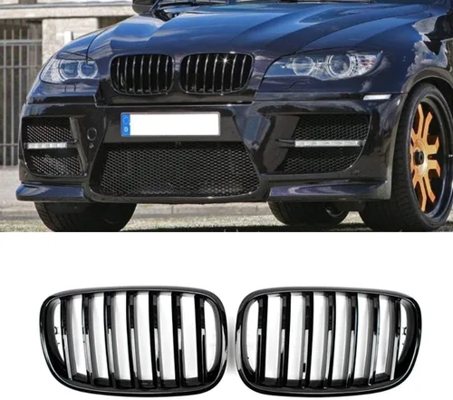 Miniatura 11 de X5 E70 - Rejilla de riñón de color negro brillante M para BMW X5 E70 X6 E71 2007-2014 (láminas dobles de color M)