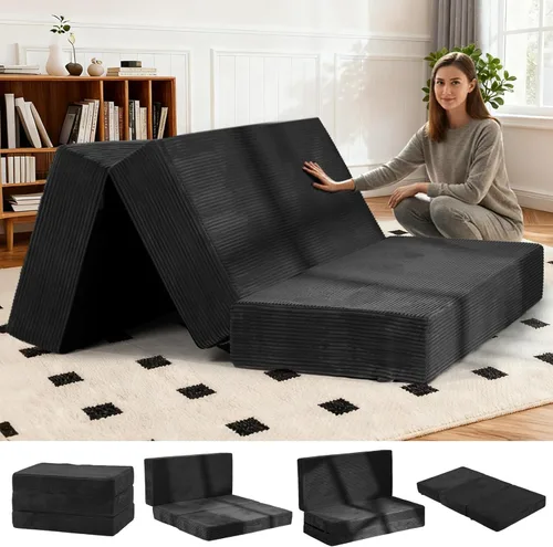 Miniatura 13 de Colchón plegable de tres pliegues de 6 pulgadas, sofá cama plegable con funda extraíble lavable, colchón de futón portátil de tamaño completo