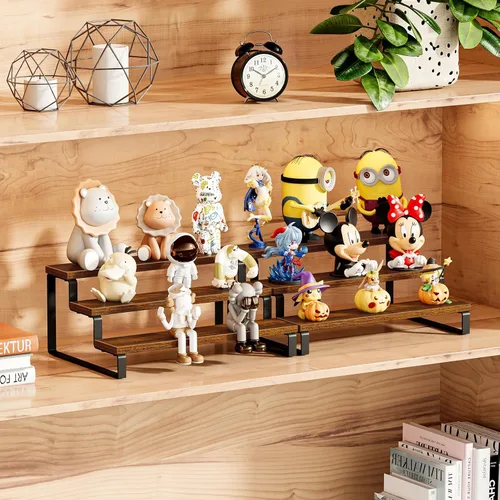 Miniatura 5 de Giikin Estante de especias de 3 niveles, soporte de almacenamiento de especias de madera para encimera de 13.8 pulgadas, organizador de despensa