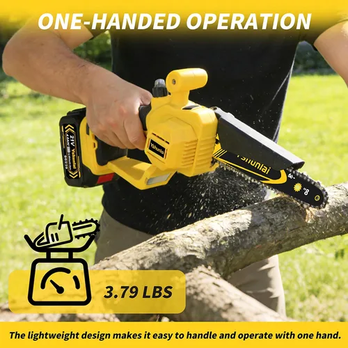 Miniatura 8 de Mini motosierra inalámbrica de 8 pulgadas y 6 pulgadas, motosierra de mano con batería pequeña con 2 baterías de 4000 mAh, motosierra eléctrica sin