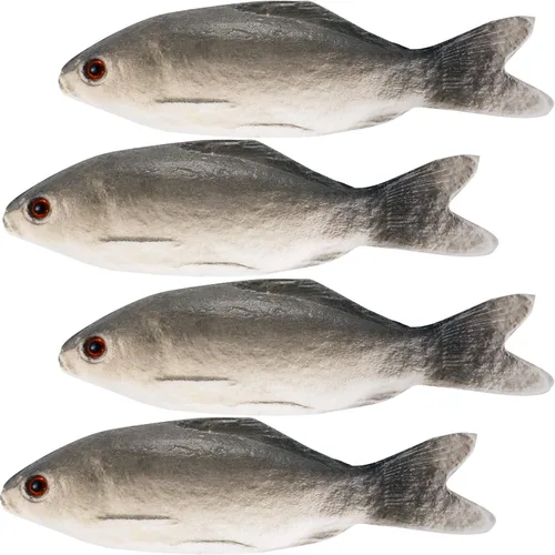 Gejoy 4 piezas de peces falsos de Halloween, juguete realista, modo artificial, pequeño pez de mar de plástico para fiesta, exhibición de mercado,