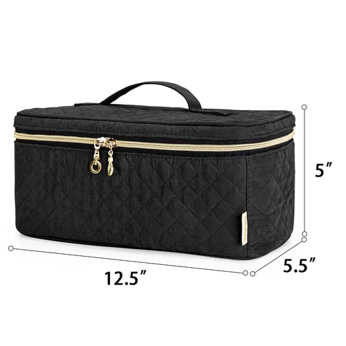 Miniatura 4 de Teamoy Estuche de viaje para brochas de maquillaje, bolsa organizadora de maquillaje con asa para brochas de maquillaje (hasta 8 pulgadas) y Negro