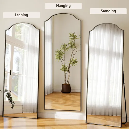 Miniatura 6 de Espejo arqueado de cuerpo completo con diseño único de esquina festoneada de 24 x 65 pulgadas, espejo de pared de longitud completa para dormitorio