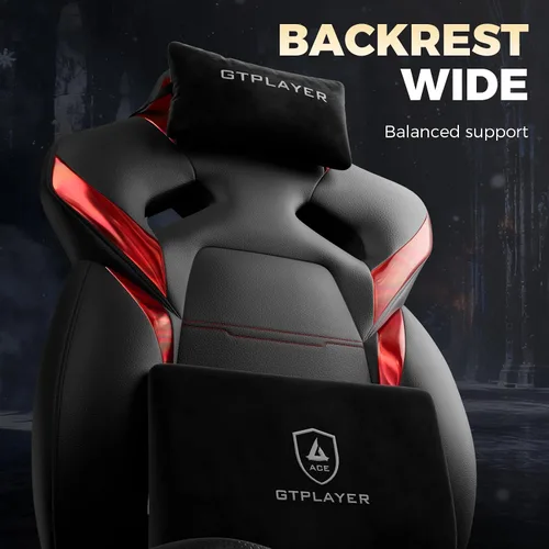 Miniatura 8 de GTPLAYER Silla de juegos grande y alta para adultos, silla de oficina ergonómica con reposapiés, capacidad resistente de 350 libras, respaldo alto