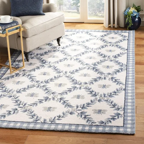 Miniatura 30 de SAFAVIEH Chelsea Collection - Alfombra decorativa de 1 pies 8 pulgadas x 2 pies 6 pulgadas, color negro, lana de campo francesa enganchada a mano