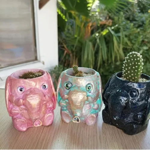 Miniatura 6 de Moldes de maceta de flores de hormigón de elefante sentado, maceta para plantas suculentas, moldes de silicona, molde de portavelas y portaplumas