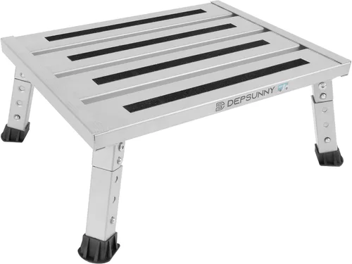 Miniatura 9 de Escalón de RV de Aluminio de Altura Ajustable, Escalón de Plataforma Plegable Estable, Soporta Hasta 1,000 libras, Pies de Goma Antideslizantes