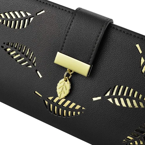 Miniatura 4 de PGXT Womens Long Leather Card Holder Purse Zipper Buckle Elegant Clutch Wallet