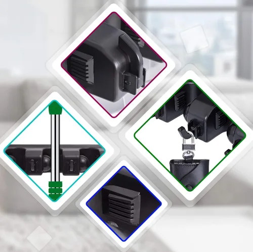 Miniatura 5 de HYRIXDIRECT Soporte de pared para escoba, soporte para trapeador, organizador de herramientas de jardín, garaje, lavandería, organizaciones y Negro