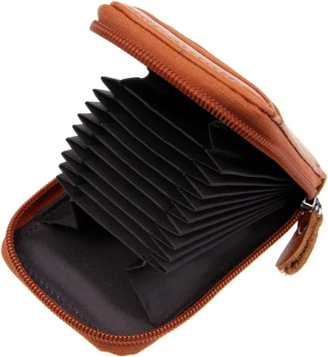 Miniatura 35 de RFID mini organizador de tarjetas de crédito, cuero auténtico, billetera compacta con visor de identificación, S, Negro