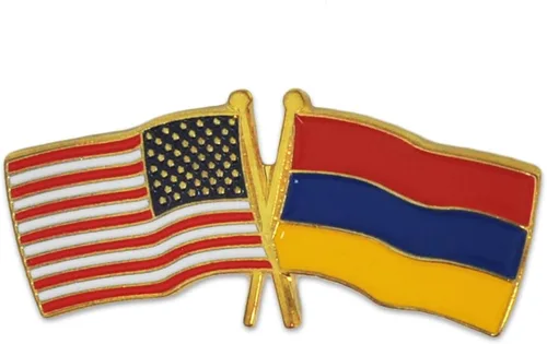 Miniatura 176 de PinMart Pin de solapa esmaltado con bandera de la amistad cruzada de Estados Unidos y el mundo