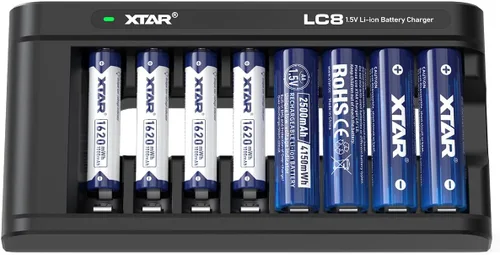 XTAR AA AAA Baterías 4pcs 1.5V Batería 4150mWh AA con 4pcs 1620mWh AAA Combo LC8 Cargador de batería (LC8+4 * 4150mWh AA+4 * 1620mWh AAA)