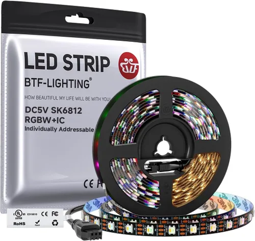 Miniatura 19 de BTF-LIGHTING RGBW RGB+Blanco Frío SK6812 (Similar WS2812B) 4 Colores en 1 Tira LED, Direccionable Individual, 16.4 pies, 60 píxel/m, 300LED Luz