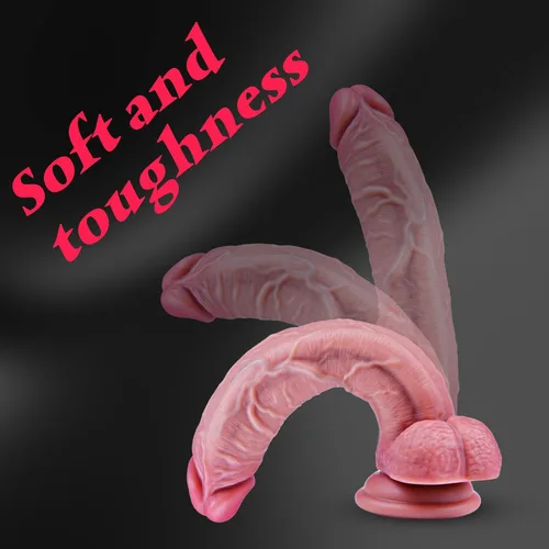 Miniatura 5 de Consoladro de 9 pulgadas de silicona líquida suave y realista con bolas para mujeres, consolador anal largo y delgado de 8 pulgadas con sensación