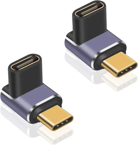Miniatura 9 de Poyiccot Adaptador USB C de Ángulo Recto PD 240W para Thunderbolt 4/3, Extensión USB C Macho a Hembra de 90 Grados en Ángulo Recto USB 4.0 Conector