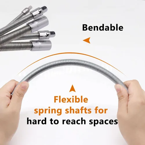 Miniatura 5 de Extensión de Dado Flexible de 3/8", Extensión de Llave Flexible Mango Conductor de Dado 2 Piezas (8 Pulgadas, 12 Pulgadas)