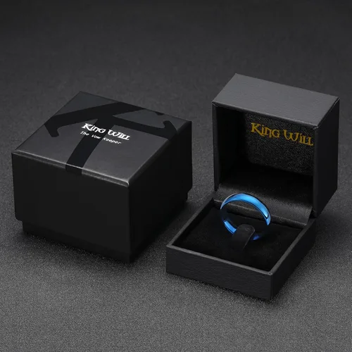Miniatura 47 de King Will Alianza de boda de carburo de tungsteno para hombres y mujeres, anillos de promesa para parejas abovedados de alto pulido