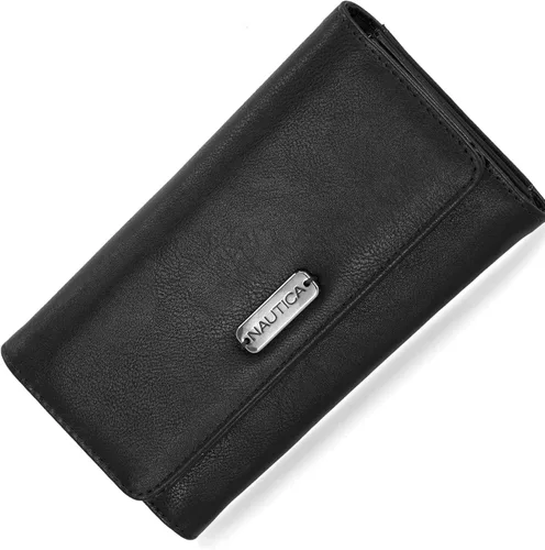 Miniatura 10 de Nautica Money Manager RFID - Cartera delgada y pequeña para mujer - Porta tarjetas de crédito con monedero y cartera con cremallera, organizador