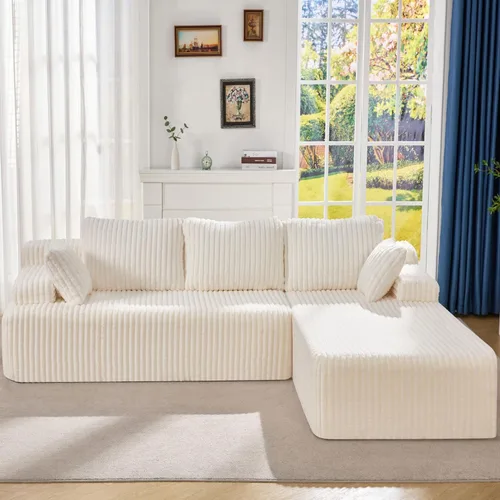 Miniatura 14 de Hobestluk Sofá modular modular sin hueso, sofá en forma de L, sofá modular de 3 asientos, sofá modular de espuma viscoelástica para muebles de sala