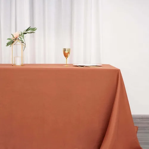 Tableclothsfactory 90x132 Terracota Venta al por mayor Rectángulo Poliéster Mantel Lino Boda Fiesta Restaurante Mantel