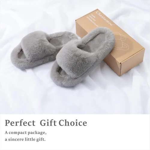 Miniatura 5 de Pantuflas de espuma viscoelástica para mujer, pantuflas de dormitorio para mujer, mullidas, cómodas, con forro de piel sintética, suela