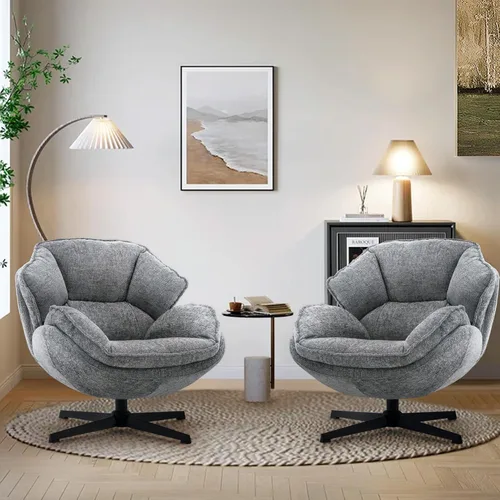 Miniatura 10 de IWMH Silla Giratoria de Acento para Sala de Estar, Sillón Tapizado con Patas de Metal, Silla de Salón Sofá, Cómodas Sillas de Ocio para Lectura
