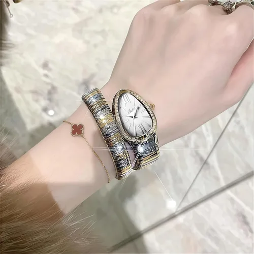 Miniatura 3 de MASTOP Reloj de cara de serpiente para mujer, con forma de serpiente, relojes para mujer, relojes impermeables de acero delicado para mujer, relojes