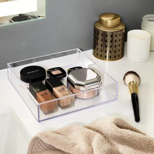Miniatura 4 de Organizador Clarity de InterDesign para tocador, adecuado para cosméticos y productos de belleza, 8 x 12 x 2 pulgadas, transparente