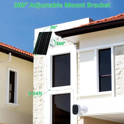 Miniatura 6 de FUTUREZEN Panel solar de 4 W para cámara de seguridad, cargador solar tipo C/micro USB para cámaras de batería recargable, impermeable IP66, soporte