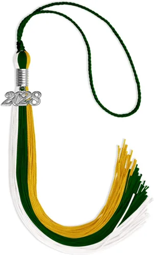 Miniatura 167 de Endea Graduation Borla de triple color con gota de fecha plateada (negro/dorado/granate, 2020)