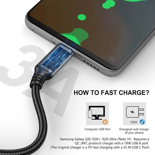Miniatura 3 de Cable USB Tipo C CarPlay Paquete de 5 de 3 Pies, Cables Trenzados de Cargador de Coche de Carga Rápida USB Tipo A a C para 17/17 Pro/16e/16/15 Pro