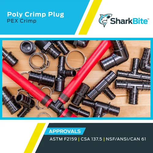 Miniatura 5 de SharkBite Enchufe de crimpado de polietileno de 1/2 pulgada, paquete de 5, tubo PEX, PE-RT, UP514A5