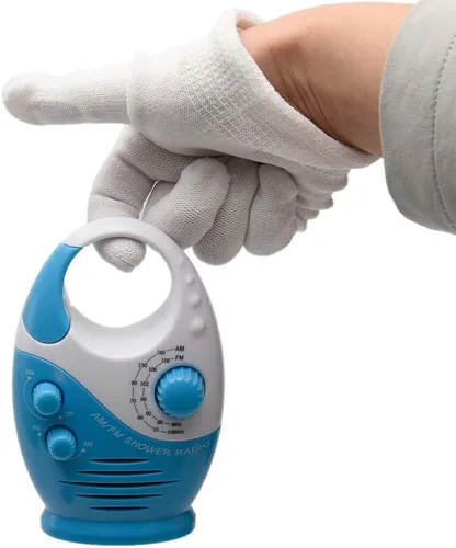 Miniatura 5 de UXELY Radio de ducha, radio de baño AM FM, radio de ducha colgante impermeable con volumen ajustable altavoz integrado (blanco azul)