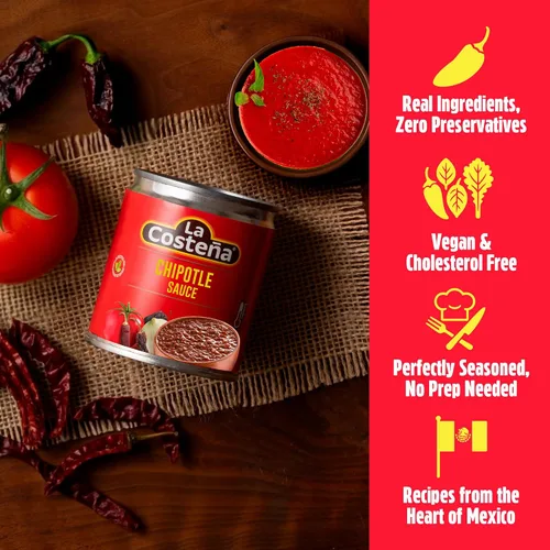 Miniatura 4 de La Costeña Chipotle Salsa Para adobos, cocinar y más Lata de 7.76 onzas (paquete de 24)